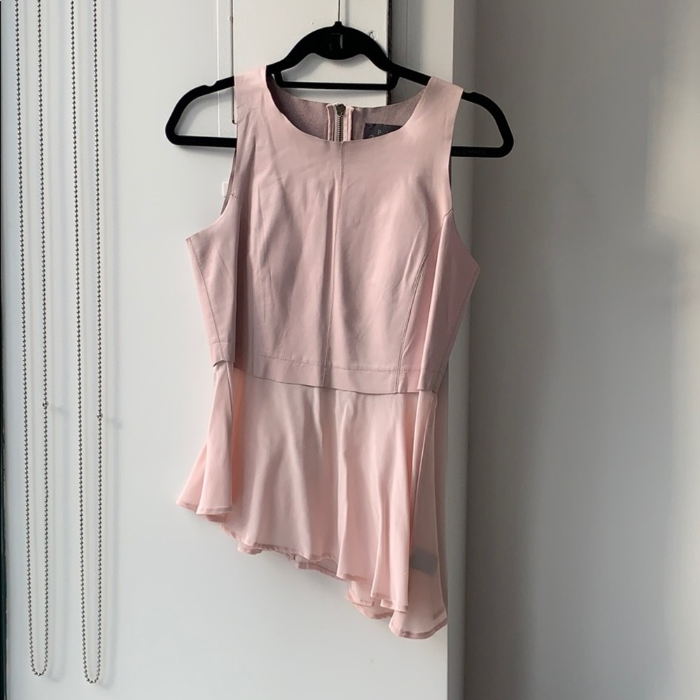 PJK pink leather and silk top